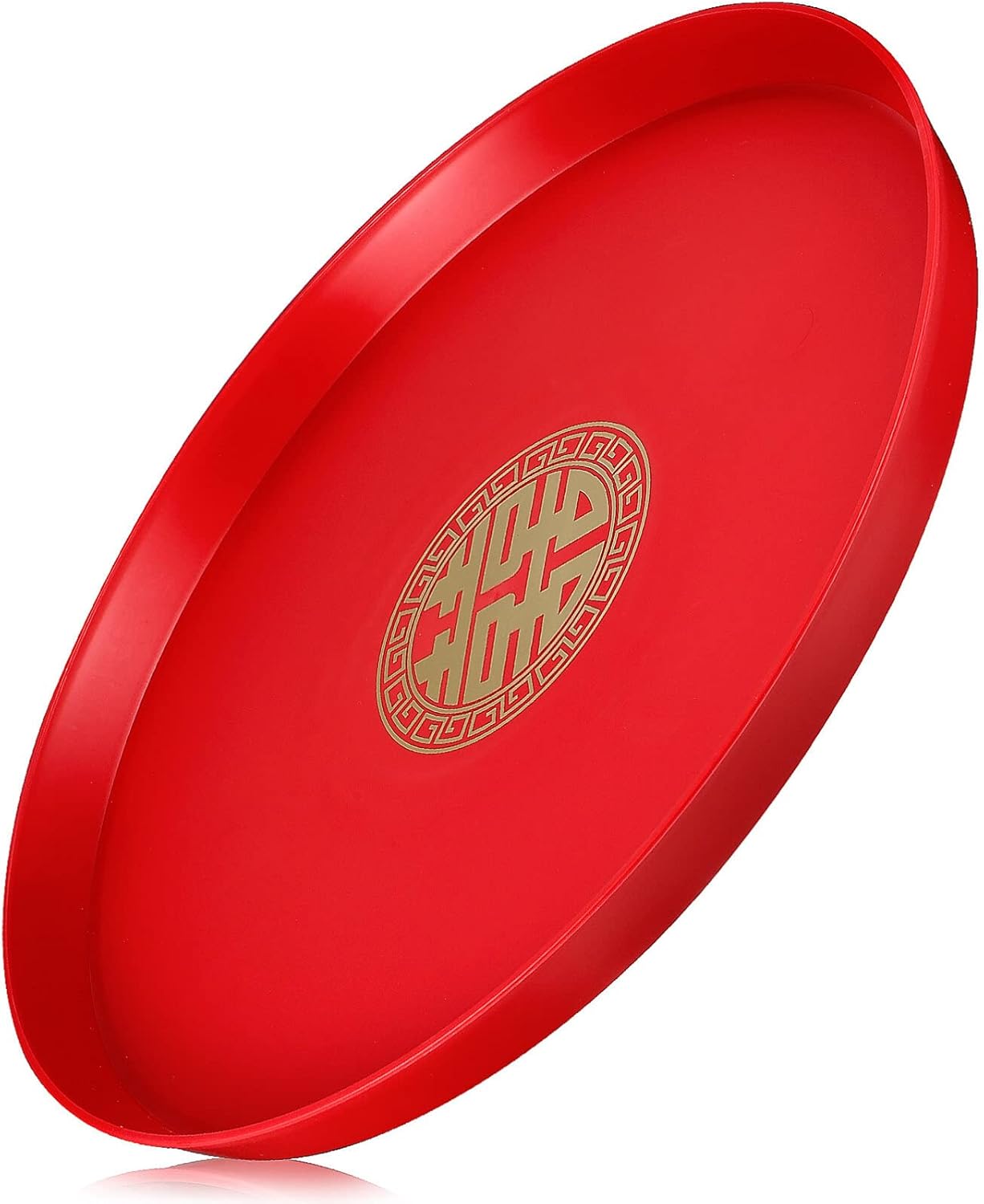 Toyvian 13inches Red Plate Tea Tray Chinese Wedding Serving