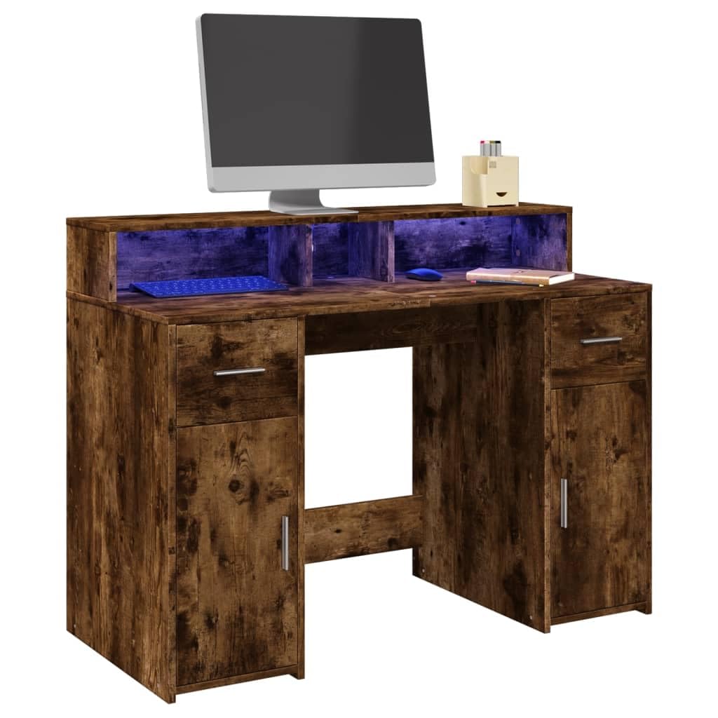 Homgoday Scrivania a LED per computer, ufficio, ufficio, ufficio, soggiorno, studio, incenso, 120 x 55 x 91 cm, materiale in legno