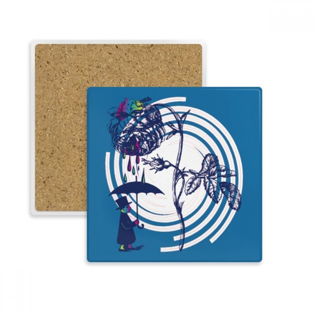 Coaster en pierre naturelle aux motifs de plantes pour une table raffinée