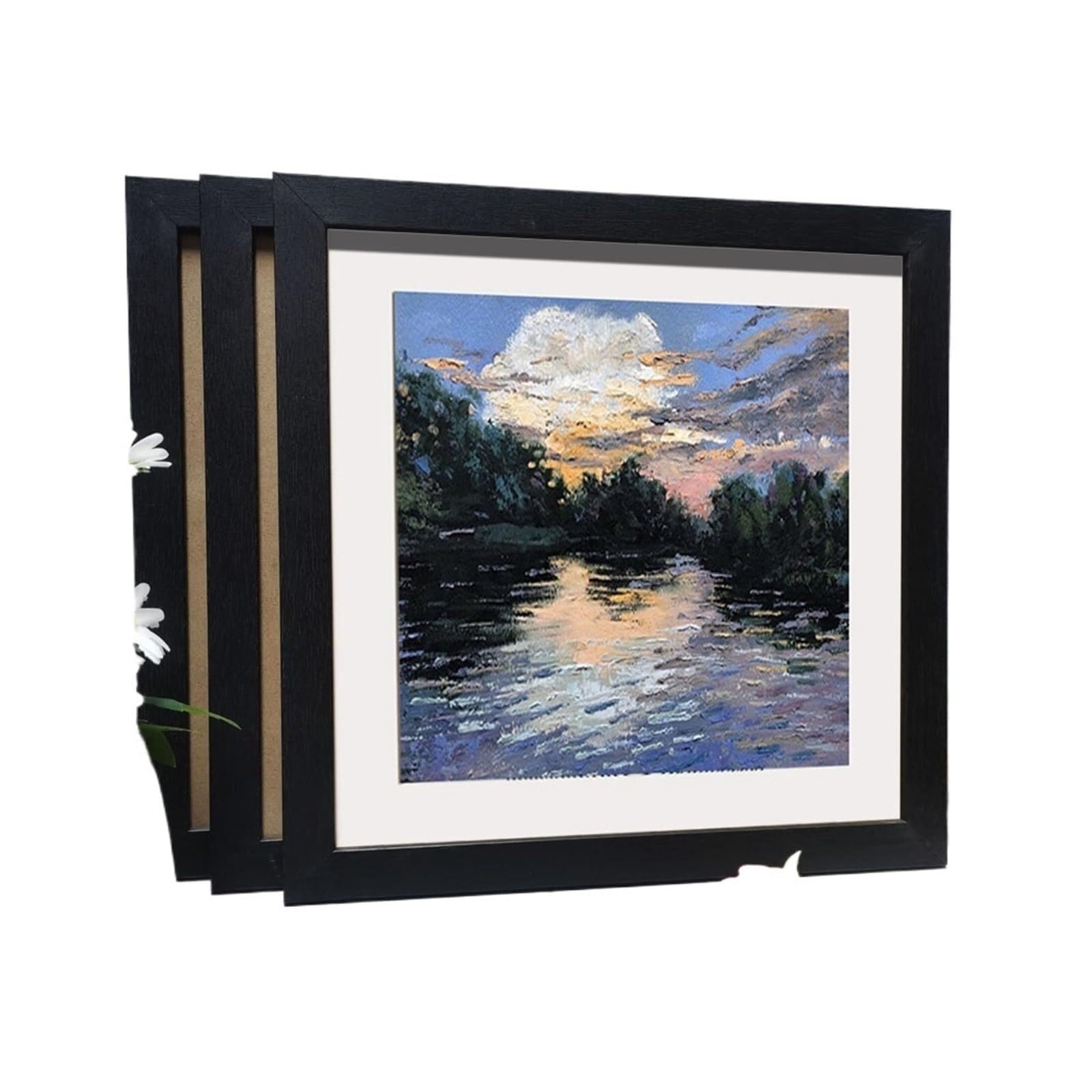 Photo Frames 3Pcs Square Wood Photo Frame For Wall Hanging 20X20 25X25cm Picture Stand For Pictures Decor(Black Frame,20X20cm 3pcs)