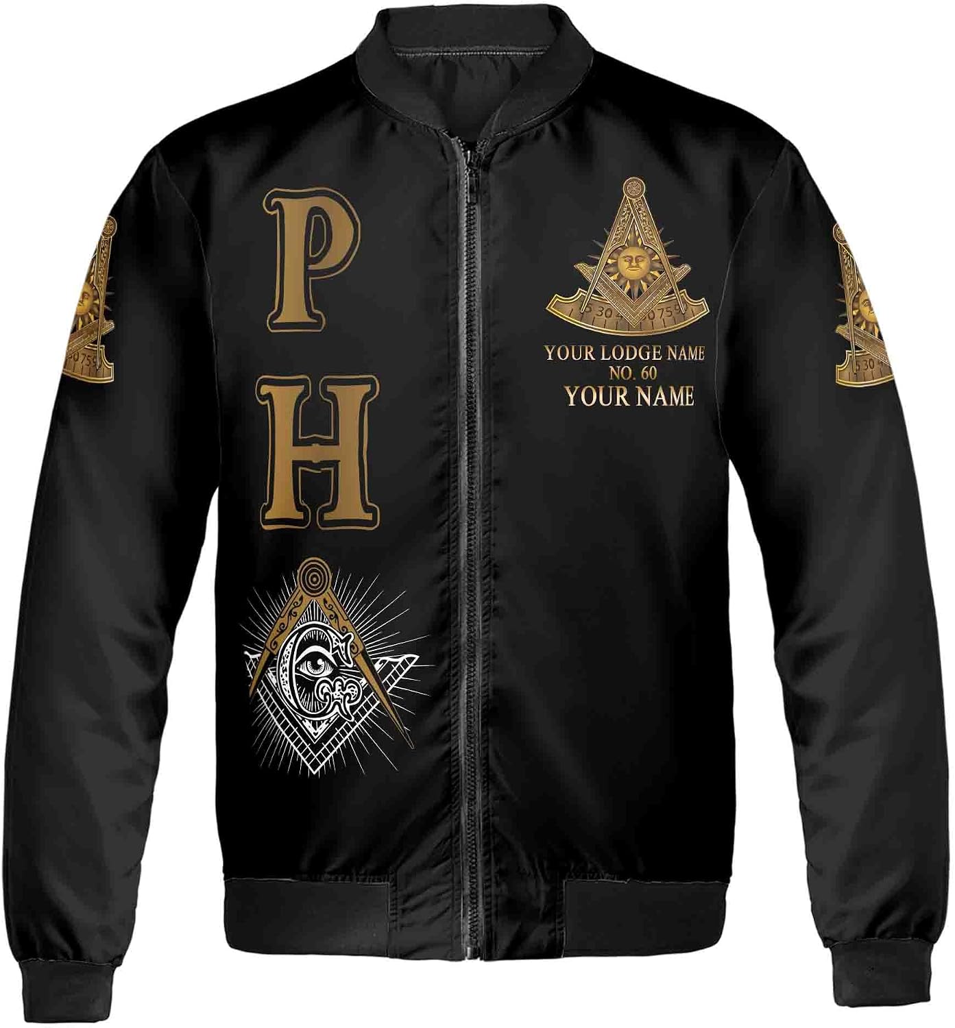 Customize Lodge Name, Name and Number Past Master PHA Bomber Jacket S-5XL
