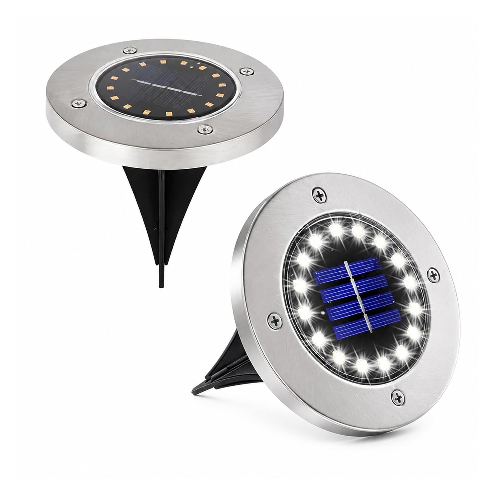 POAHNCU Solar Ground Lights, Solar Ground Lights Outdoor Waterproof 8/20LED for Patio Walkway(20LED-White,2Pack)