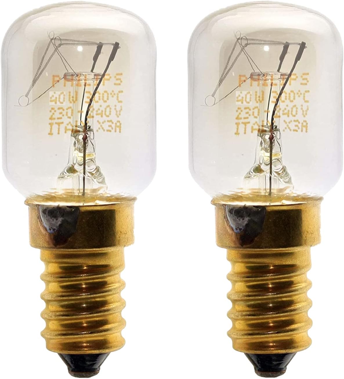 QuebecPhilips Oven Pygmy Lamp – SES E14 Small Edison Screw - Warm White Clear - Incandescent Traditional Replacement Light Bulb - Pack of 2 [Energy Class G] (40, watts)