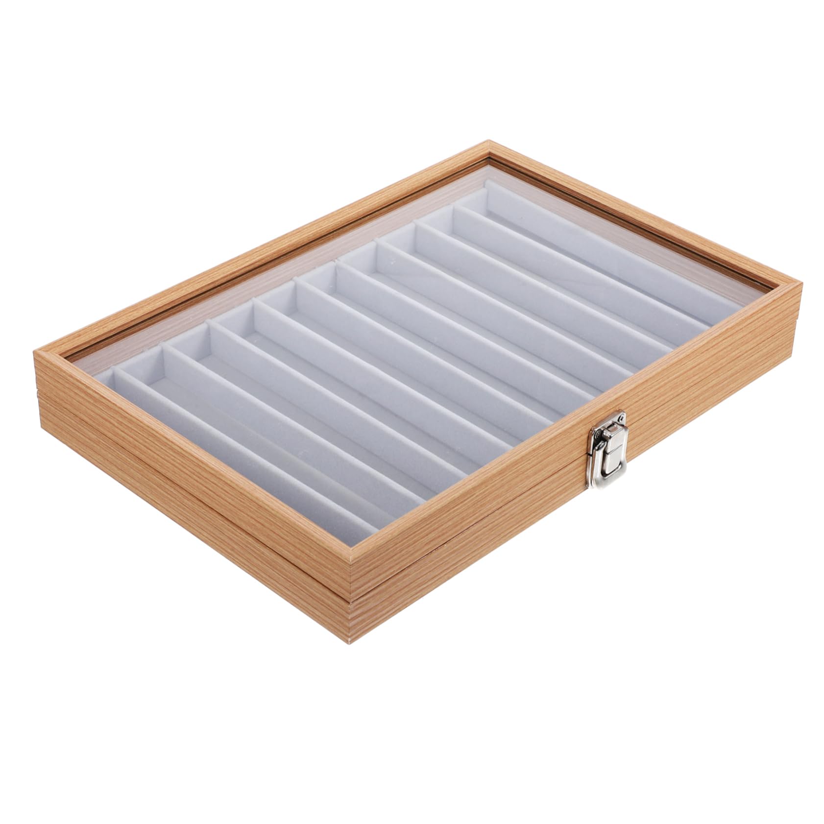 Genérico Caja Organizadora De Collares, 10 Rejillas, Bandeja De Exhibición De Collares, Joyería Con Tapa De Vidrio, Caja De Exhibición De Colgantes Para Collares Para Mujeres Y Niñas