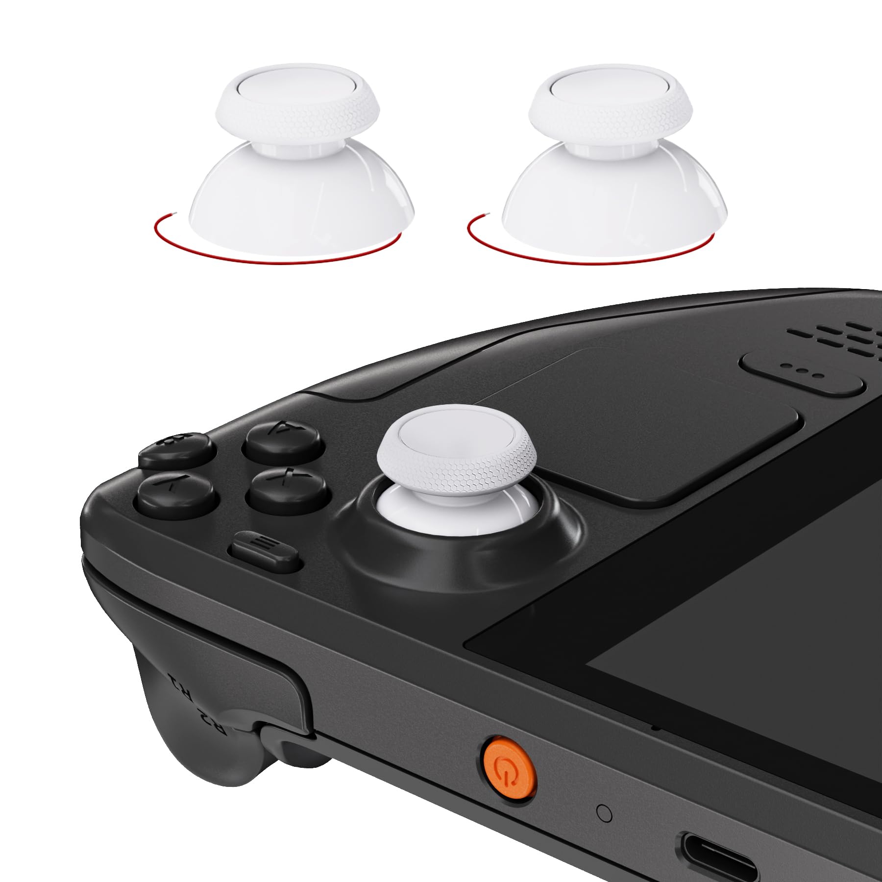eXtremeRate Replacement Thumbsticks for Steam Deck LCD, Custom Analog Stick Joystick Repair Kit for Steam Deck OLED Handheld Console with Original Touch Sensing, Anti-Slip Texture Grip - Frosted White - 1