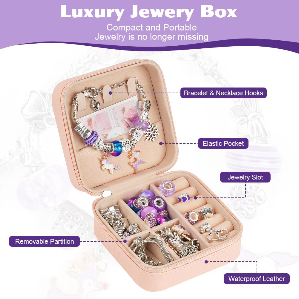 AUAUY Kit Braccialetti Fai Da Te Bambina 5-10 Anni, Giochi Crea Braccialetti DIY, Idee Regalo Natale Originali, Regalo Compleanno Ragazza, Viola