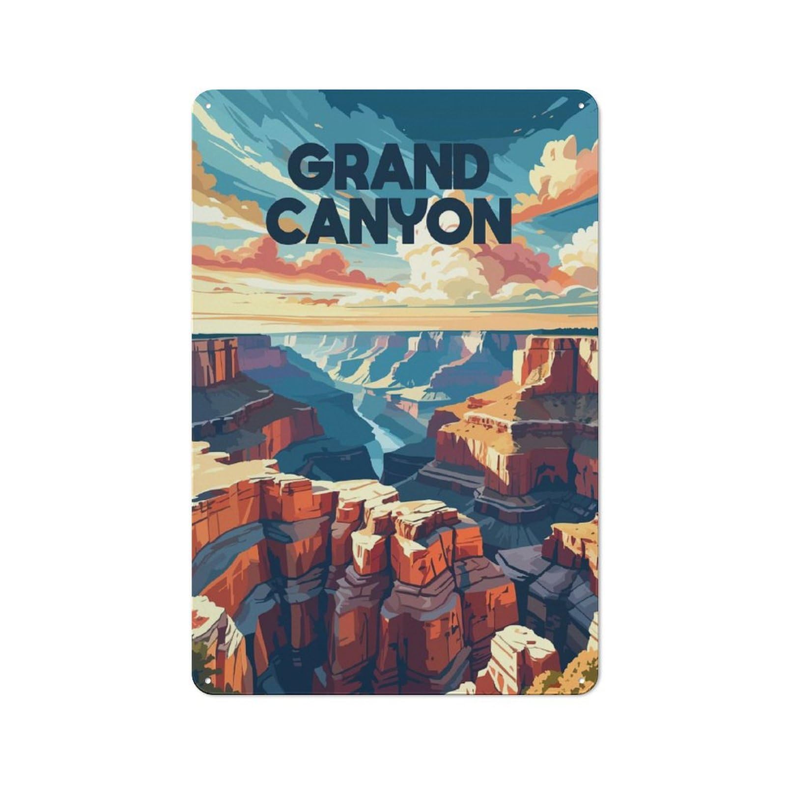 Junmoney Style-14 Grand Canyon Landscape Art Decorative Metal Plaque 30X20cm, Shop Front Style Bistro Wall Plaque For Tea Room, Shop Wall Or Breakfast Area