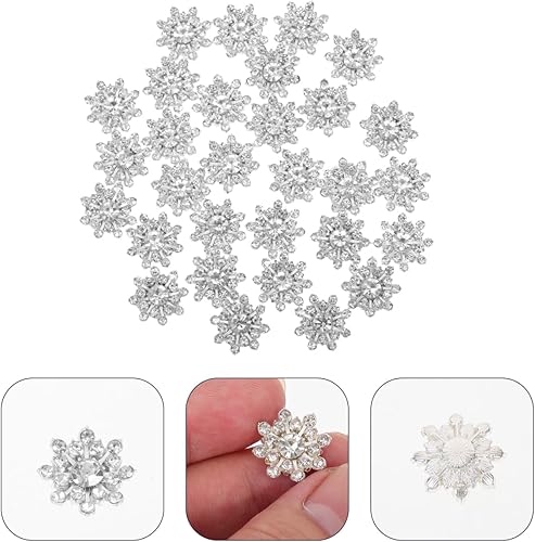 Miniatura 3 de Botones de copo de nieve de Navidad, botones de diamantes de imitación de perlas con parte trasera plana, botones de flores para coser en la ropa,