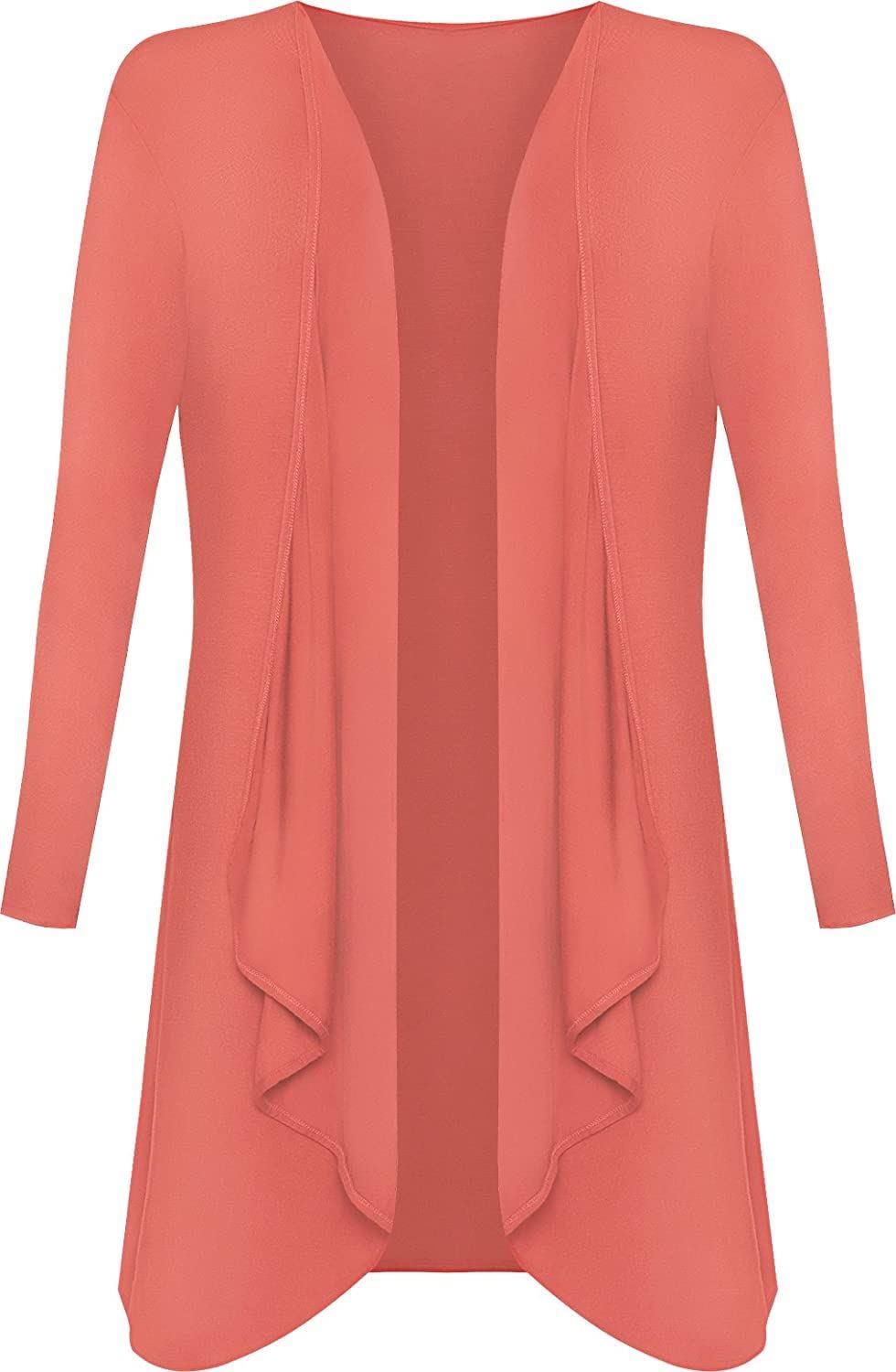 Crazy Girls Womens Waterfall Boyfriend Cardigan, Coral, ML (UK 12-14)