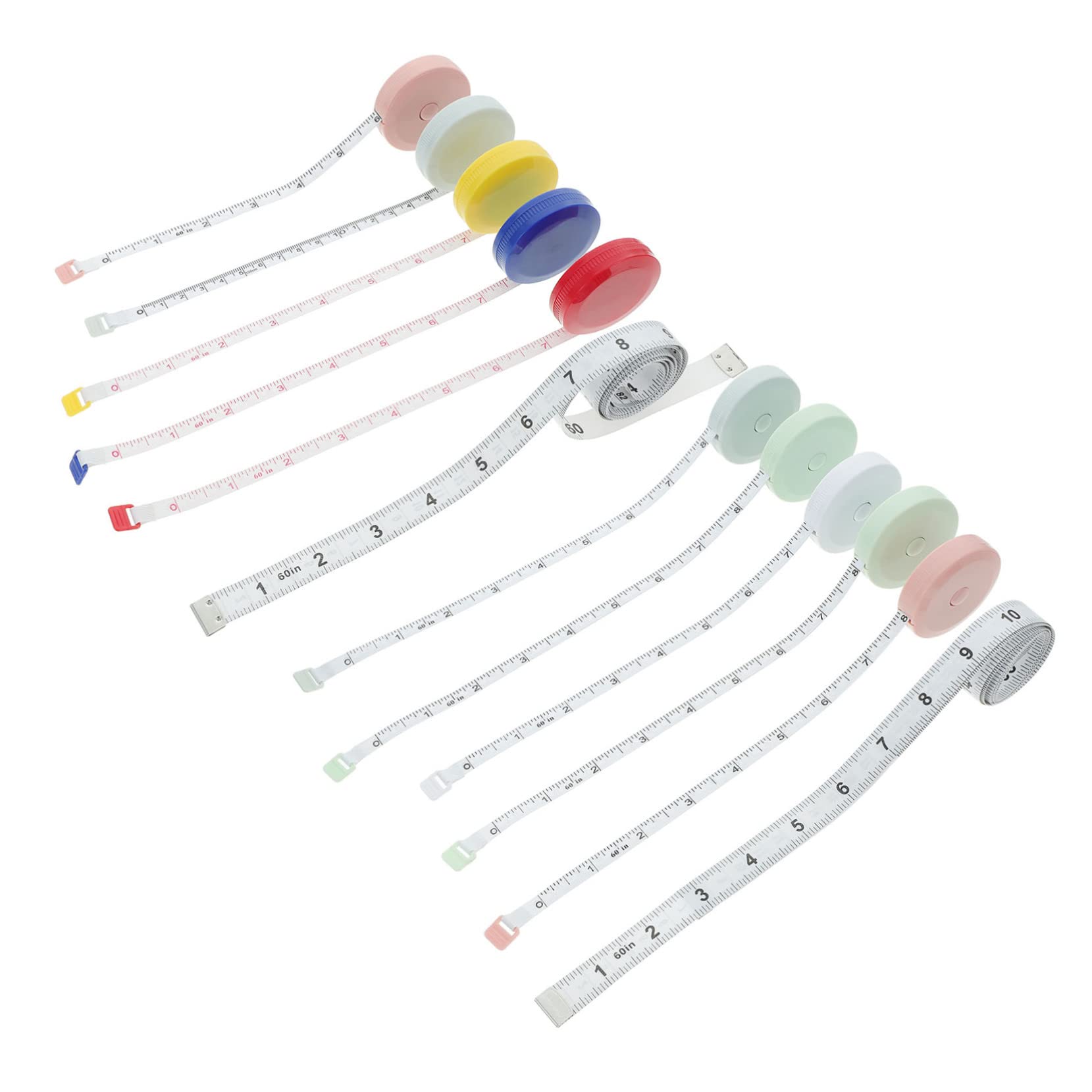 VILLCASE 12pcs Retractable Sewing Tape Measure Flexible Body Measuring Tape for Tailoring Crafting and Fitness Measurements Portable and Easy to Use Random Color