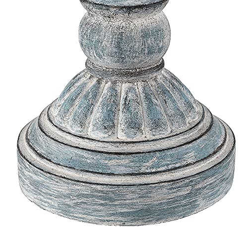 Table Lamps For Bedrooms Living Room Set Of 2, 22.75" Bedroom Bedside Nightstand Lamps, Coastal Traditional Vintage Style Table Lamp Aqua/Blue Washed With White Linen Shades, Led Bulbs Included #TOP7