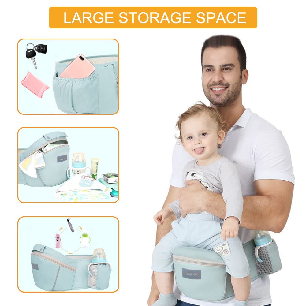 Mochila Portabebés Ergonómica con Asiento de Cadera, Multiposición Dorsal Ventral, Algodón Ligero y Transpirable para Bebés y Niños de 0-48meses (3.5 a 25 Kg) — view 3