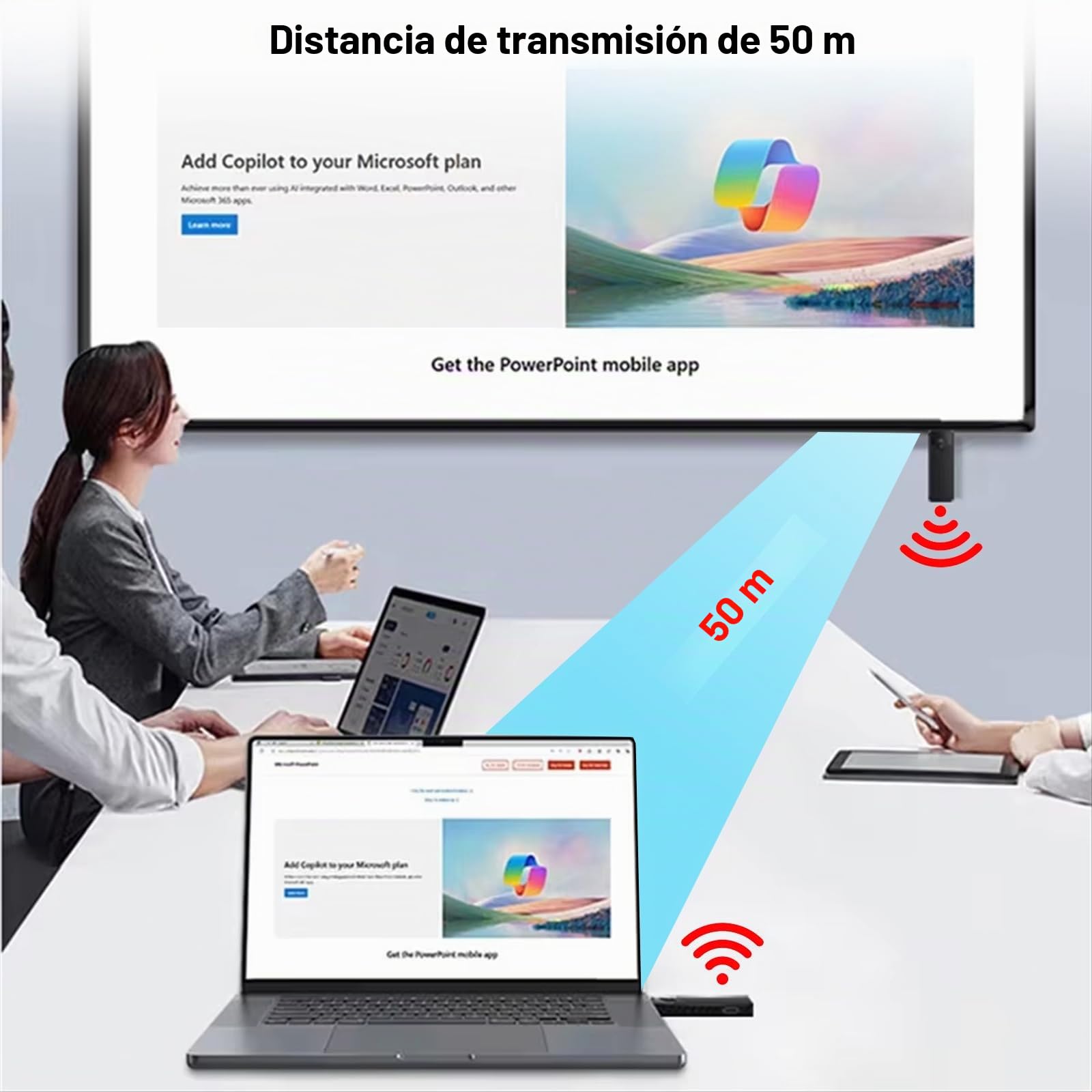 Transmisor y receptor HDMI inalámbrico, extensor HDMI de 165FT/50m, decodificación 4K y salida 1080P, portátil plug&play de 5G+2.4G para transmitir video y audio a un monitor desde laptop/PC/TV Box