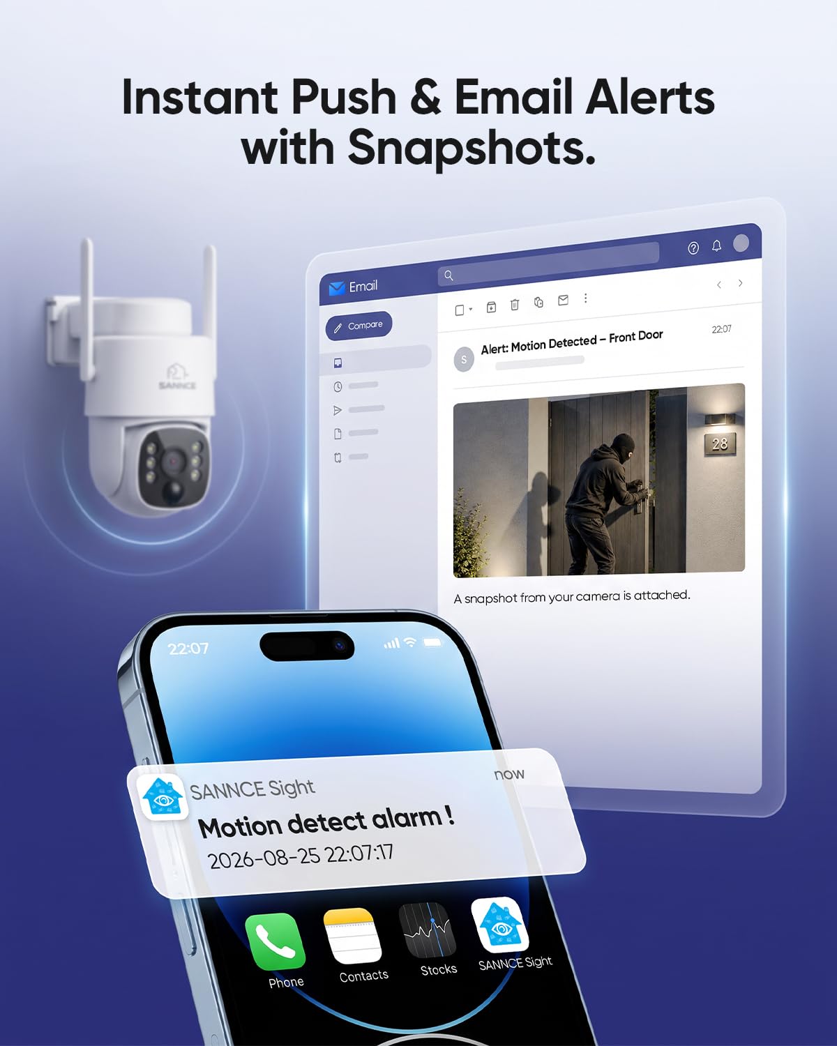 SANNCE 4MP PT Telecamera WiFi Esterno Senza Fili con Pannello Solare