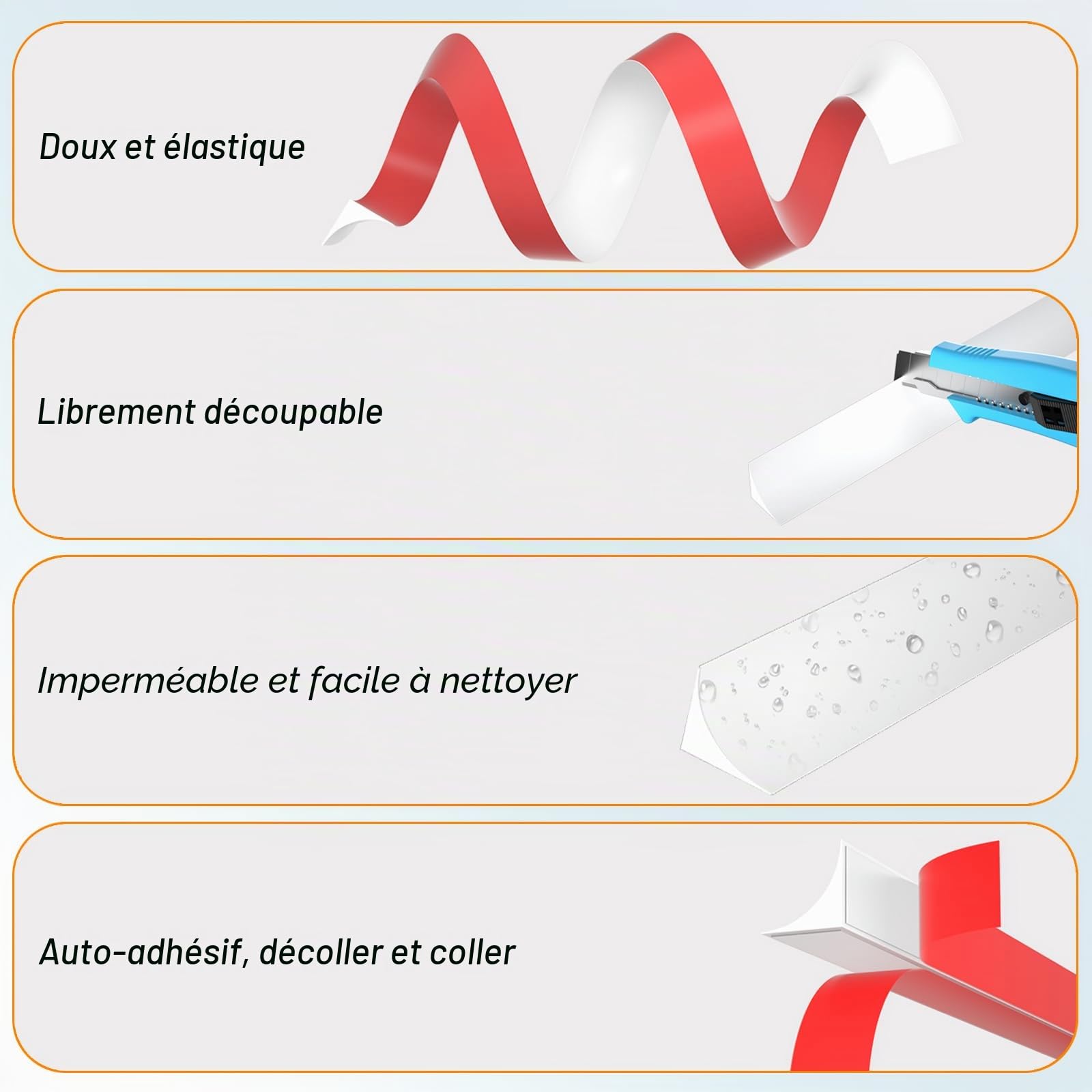 15 Mètres Moulure Adhesive, Moulure Plafond Flexible Autocollante, Moulures angle de Plafond en TPE, Joint en Silicone pour Salle de Bain, Murale, Evier Cuisine, Plinthe, Carrelage (Blanc)