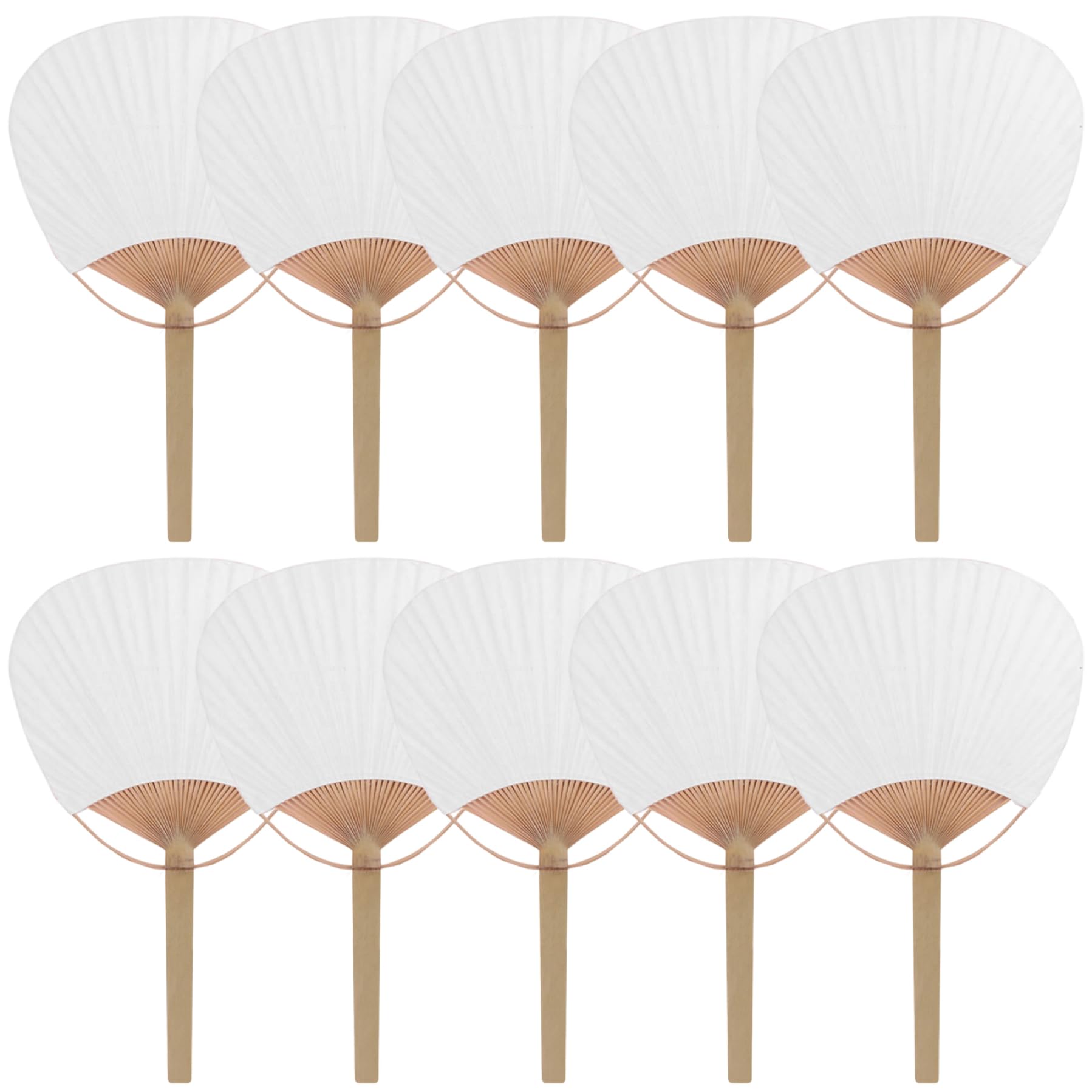 White Hand Fan - 10 Pack Elegant Paper Fan with Bamboo Handle Perfect for Wedding Favors Party Decorations and Cooling