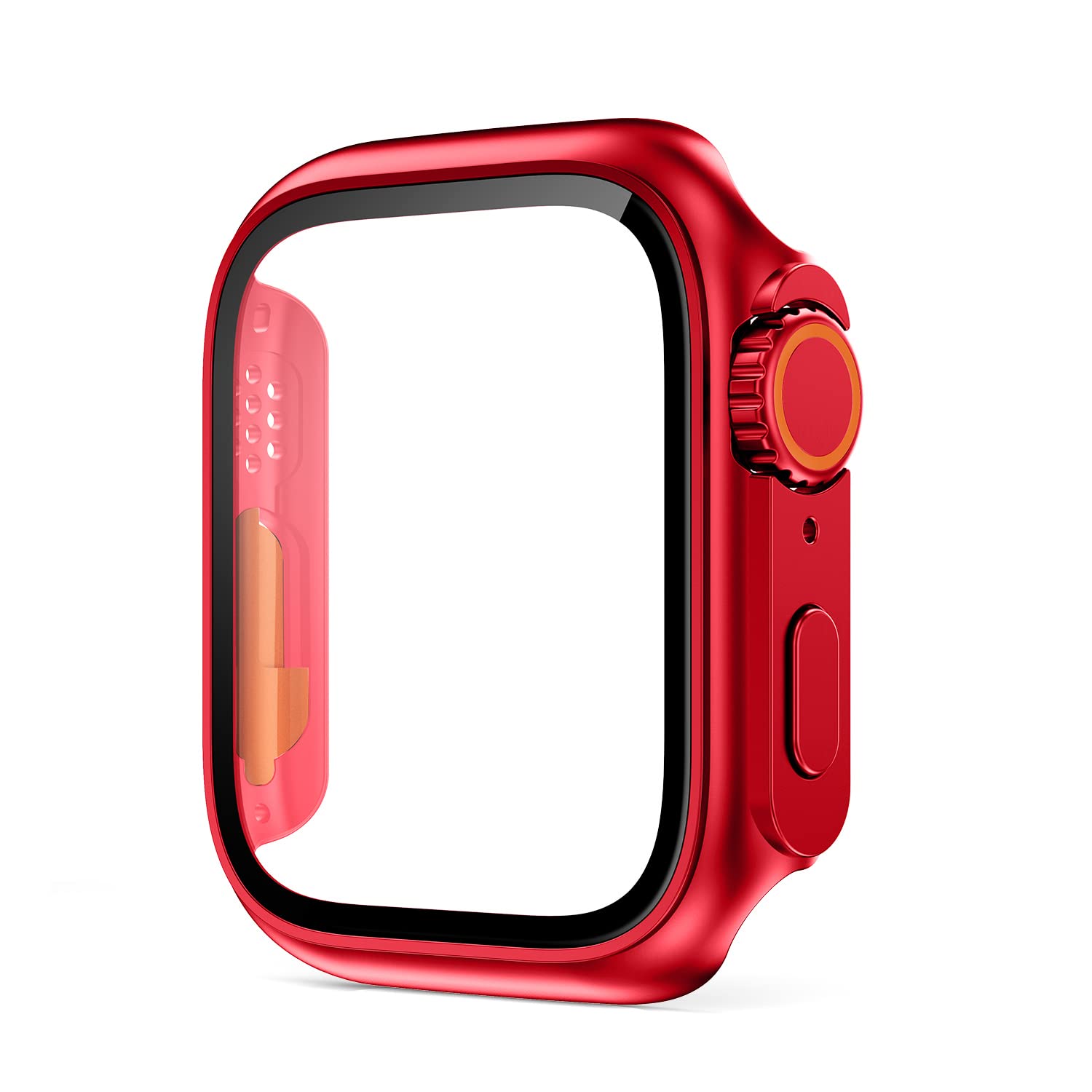 VeveXiao Compatible with Apple Watch Series 8 7 45mm Screen Protector Change to Ultra, PC Case Tempered Glass Film Bumper Protective Cover for iWatch 45mm Series 8 7, Red