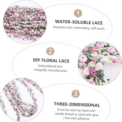 Miniatura 5 de VILLCASE Apliques de adorno de rosa flores rosas para manualidades, apliques de encaje de flores decorativas de encaje de flores de encaje de novia