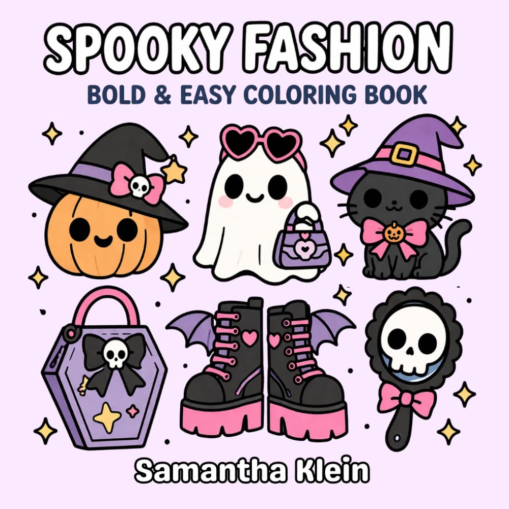 Spooky Fashion: Cute Halloween Bold & Easy Coloring Book for Teens and Adults