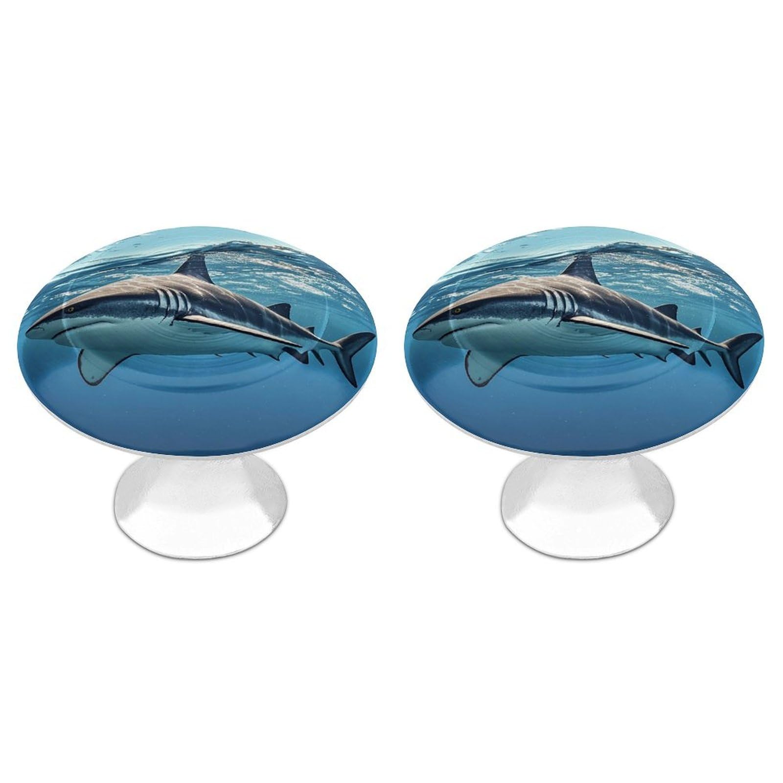 Lpsadgf Ocean Sea Animal Shark Cabinet Knobs 2-Pack Stainless Steel Cabinet Pulls Vintage Drawer Pulls Handles For Kitchen Cabinets, Bathroom, Wardrobe Easy Install