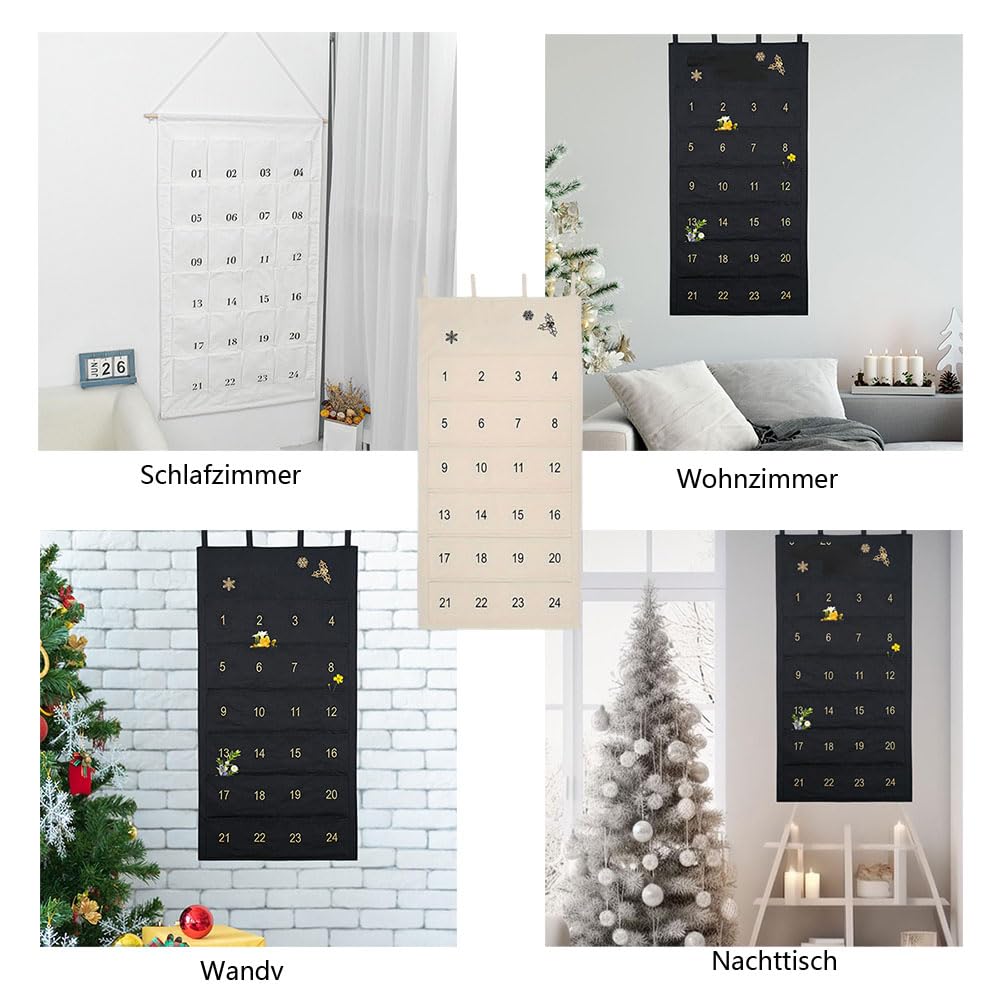 Adventskalender zum Befüllen aus Stoff 58 * 118cm Einfach zu bedienen dick und stabil Adventskalender Wandteppich Kann an Wänden Türen Leitern Fenstern oder Weihnachtsbäumen aufgehängt Werden