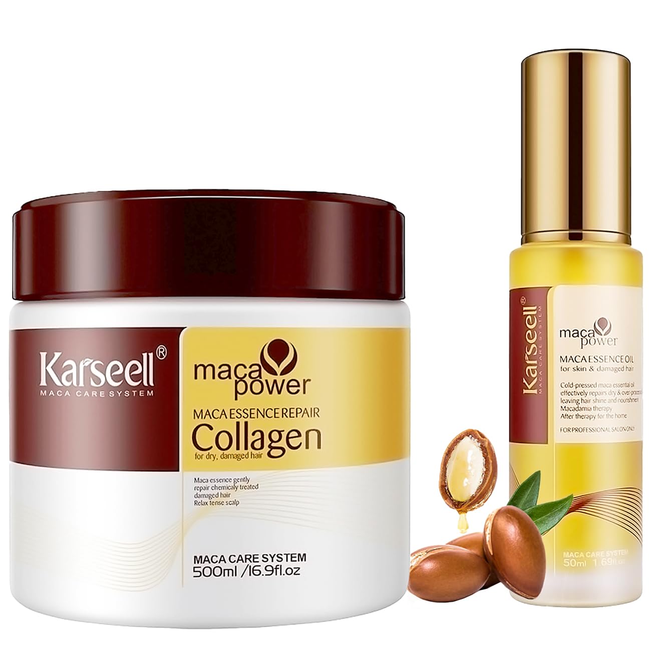 Collagen Hair Mask (16.9oz) & Argan Oil Serum - Deep Repair Formula for Dry, Damaged Hair, Family Size Jar, Paraben-Free, Sulfate-Free, All Hair Types, Unisex