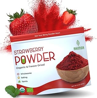 Organic Freeze Dried Strawberry Powder 8 oz | USDA Certified | Vegan Vitamin Food | Natural Organic Fruit Powder