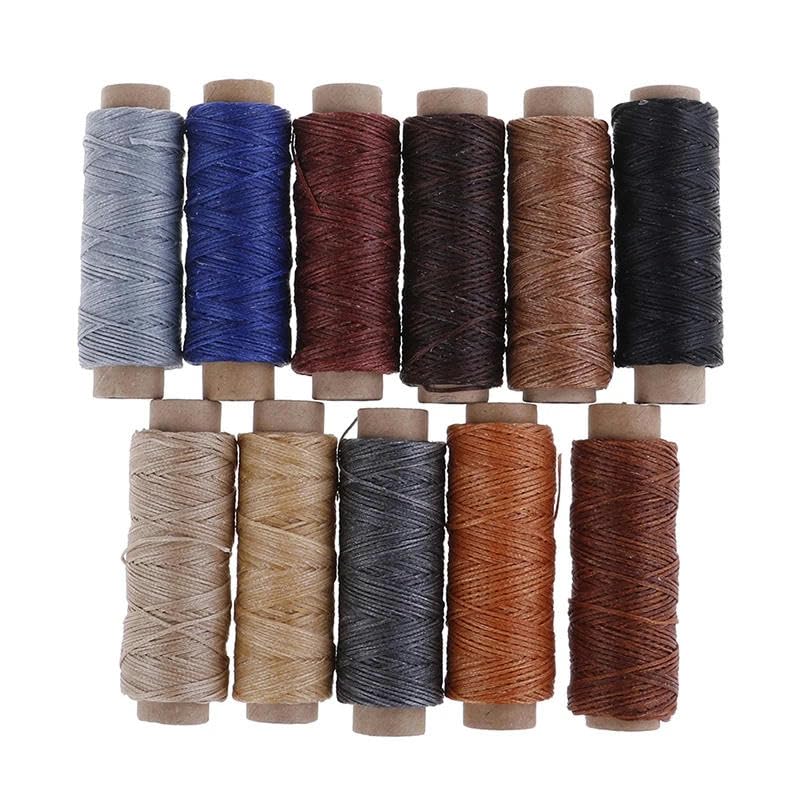 Hilo de Coser，Hilo de poliéster Hilo de Coser, cordón de Cuero Encerado, Herramienta de Manualidades Planas for Coser a Mano, línea de Costura(Royal Blue)