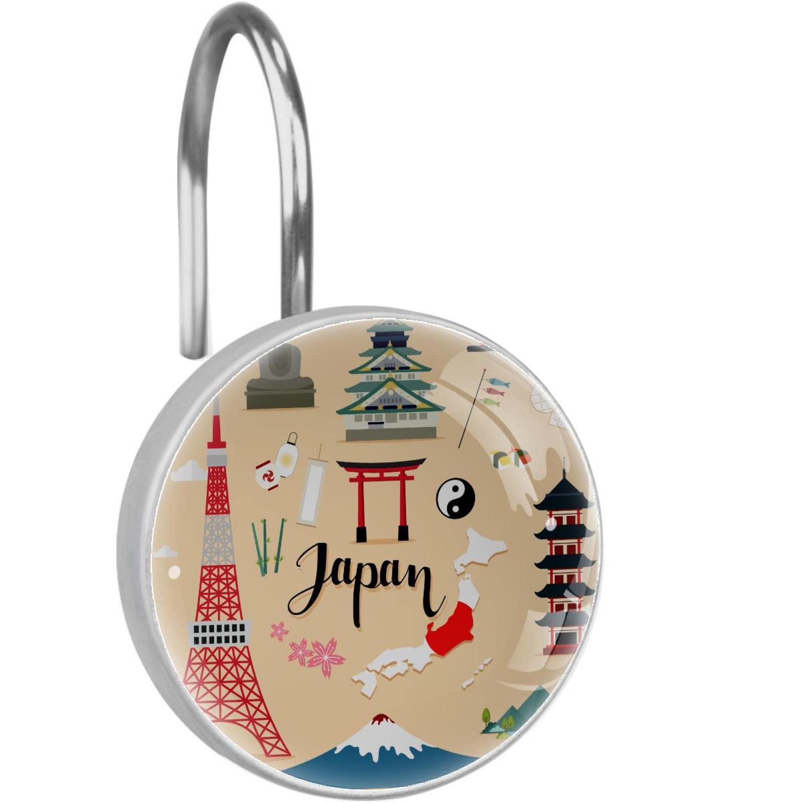 Crochet rideau de douche acier inoxydable anneau décoratif salle de bain Japon x12