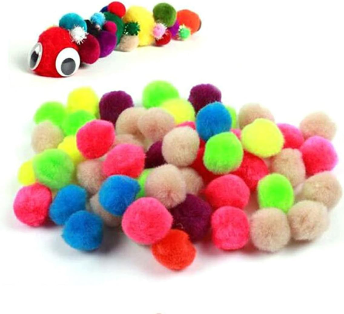 LIFKOME 500pcs 30mm Colorful Plush Balls for DIY Crafting, High Elastic Polyester Pom Poms, Creative Hat and Scarf Accessories, for Cellphone Decoration and Projects Random Color