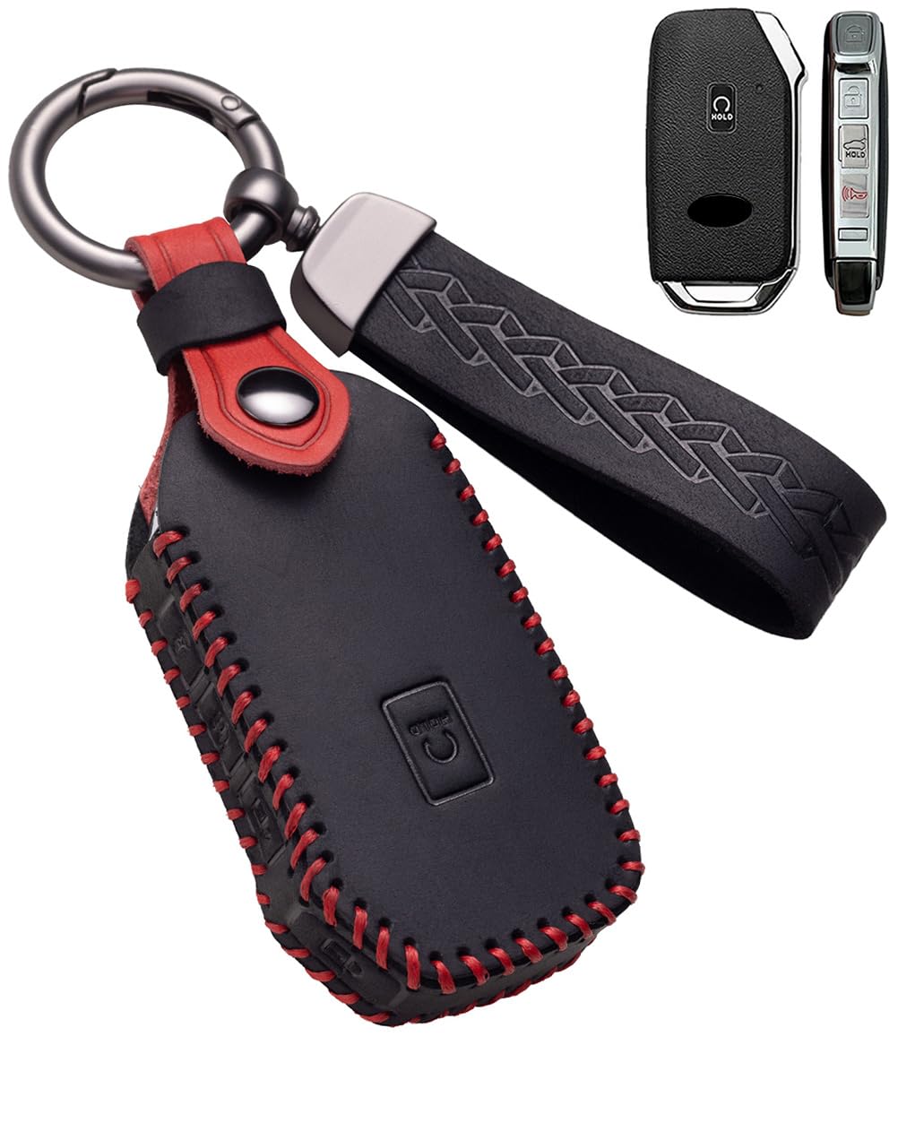 YINEOR for Kia Key Fob Cover Leather Car Key Case Keychain Fob Holder