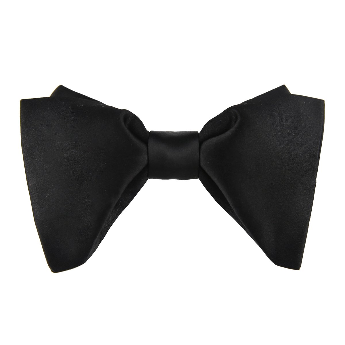 Guuniee Men's Black 100% Silk Oversized Pre-Tied Bowtie Handmade Solid Formal Tuxedo Big Bow Ties (Black)