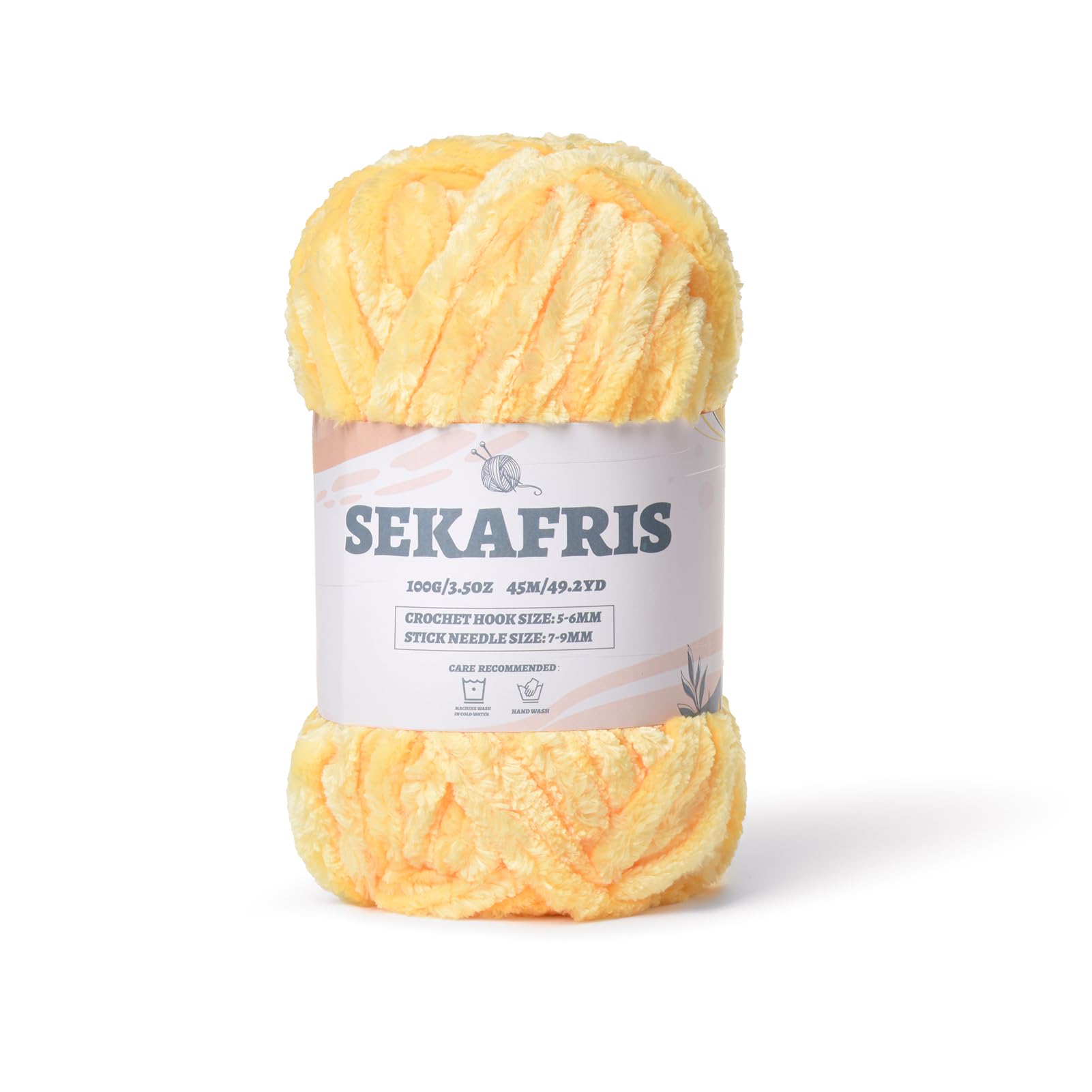 Chenille Velvet Soft Yarn Light Yellow 1 Pack