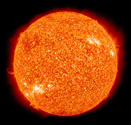 Cuadro del Sol de la NASA en impresión mate mediana con marco marrón elegante