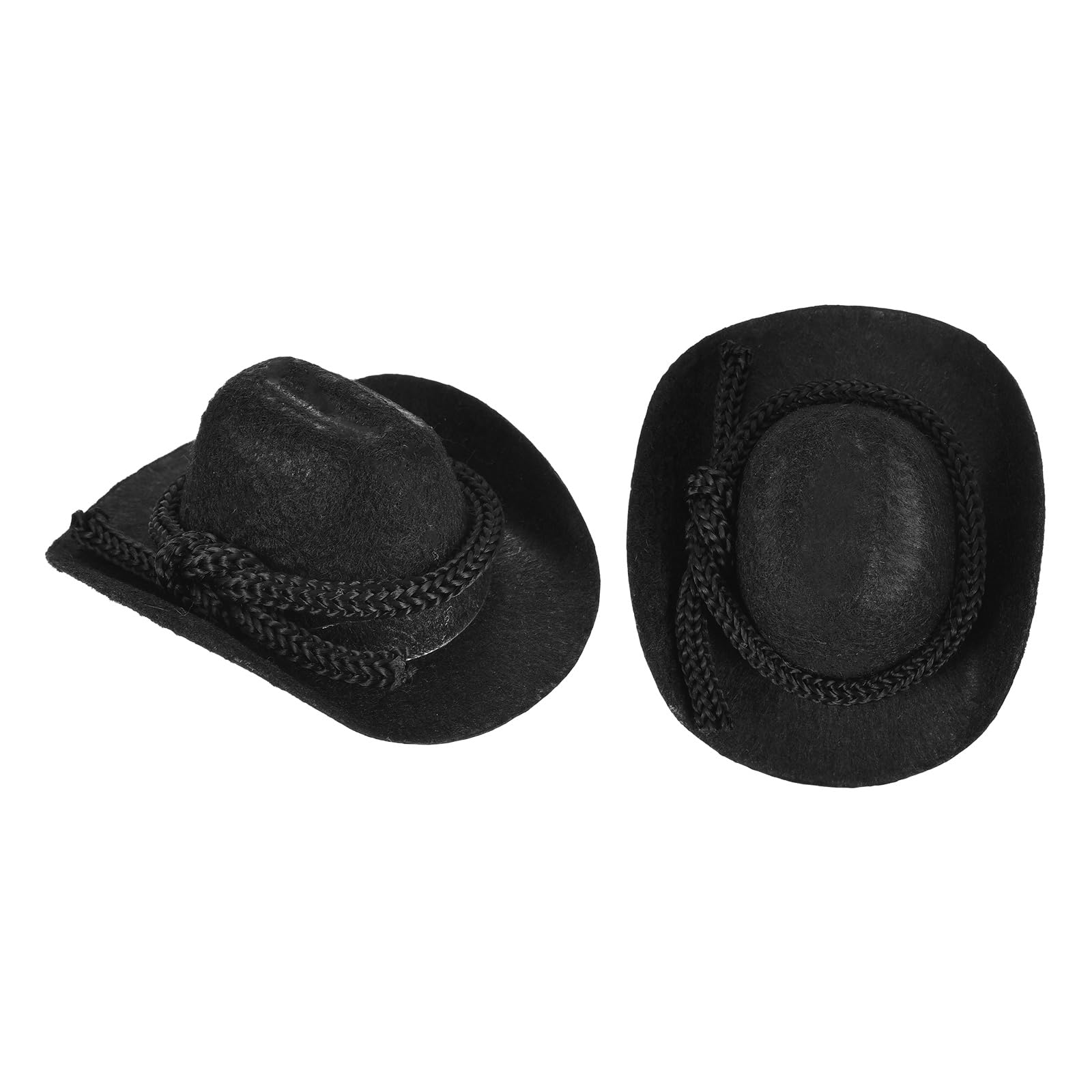 PATIKIL 2 Pcs Mini Cowboy Hats, Black Miniature Western Cowboy Hat Tiny Dollhouse Accessories for Crafts Dolls Wedding Party Dress Decoration Hair Accessories Snowman,2.6 x 2 x 1.2 Inch