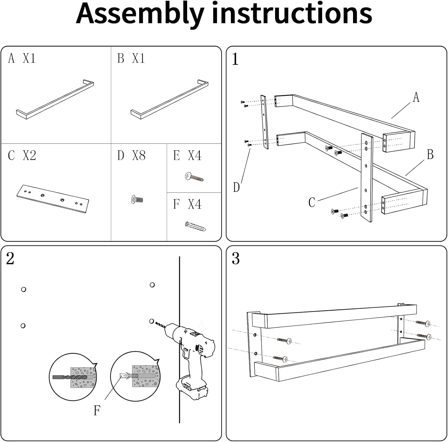 Double Towel Bar, 32Inch Towel Rack for Bathroom,Towel Holder Wall Mounted, Double Towel Rod Towel Rail Hanger for Wall, Kitchen (Matte Black)