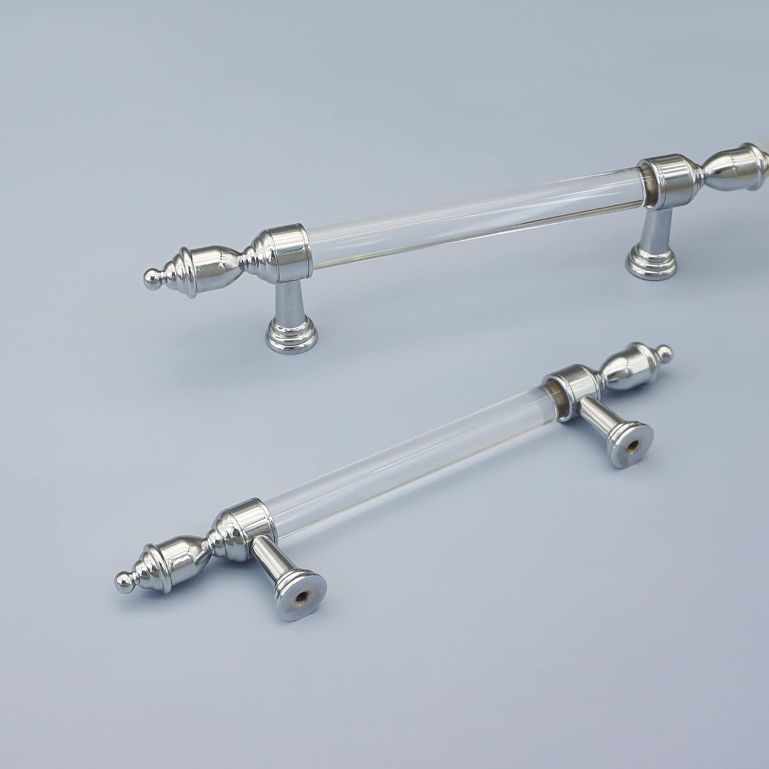 LBFEEL 3" Clear Acrylic Pulls Handles Chrome Drawer Pull Knob