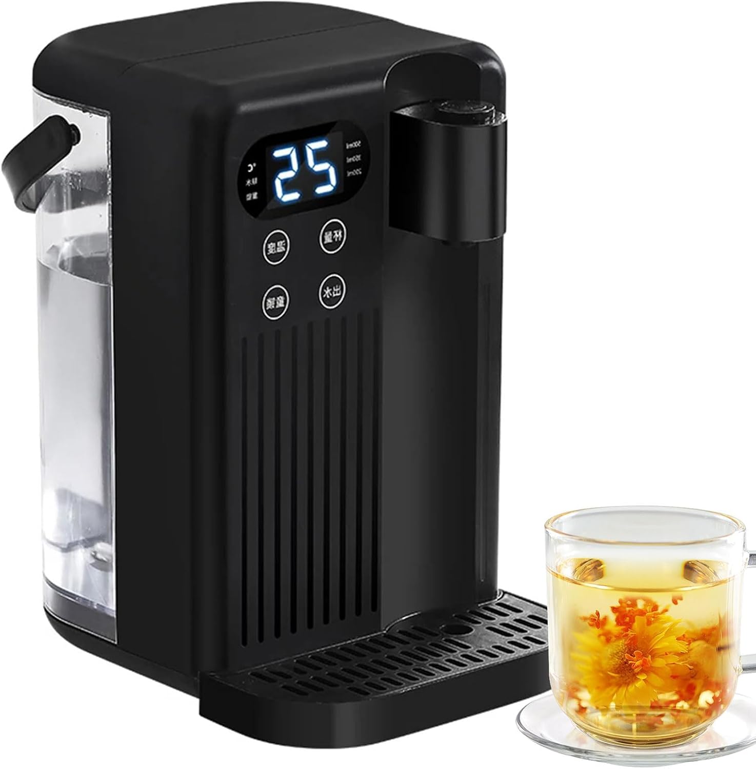 Energy Efficient Boiling Kettle with 3L Water Tank, 2000W Electric Instant Hot Water Dispenser,12 Gear Water Temperature and 8 Gear Water Volume Control, Quick Heating in 3 Seconds,Black