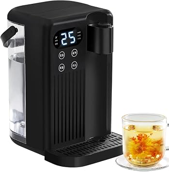 Energy Efficient Boiling Kettle with 3L Water Tank, 2000W Electric Instant Hot Water Dispenser,12 Gear Water Temperature and 8 Gear Water Volume Control, Quick Heating in 3 Seconds,Black