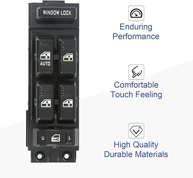 Power Window Switch Master Control Driver Side Compatible for 2000 2001 2002 Chevy Silverado Tahoe Suburban & GMC Yukon XL Sierra 1500HD 2500HD 3500, 02 Cadillac Escalade OE Replace 15062650