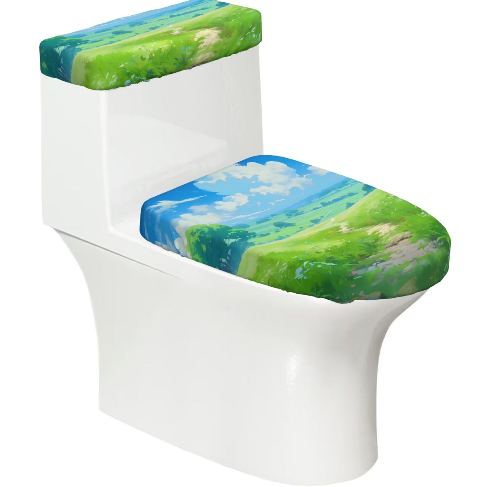 Mrowyc Black Plateau Printed Toilet Seat Set - Set Of 2 - Universal Toilet Seat Cover - Housewarming Birthday Christmas Gift