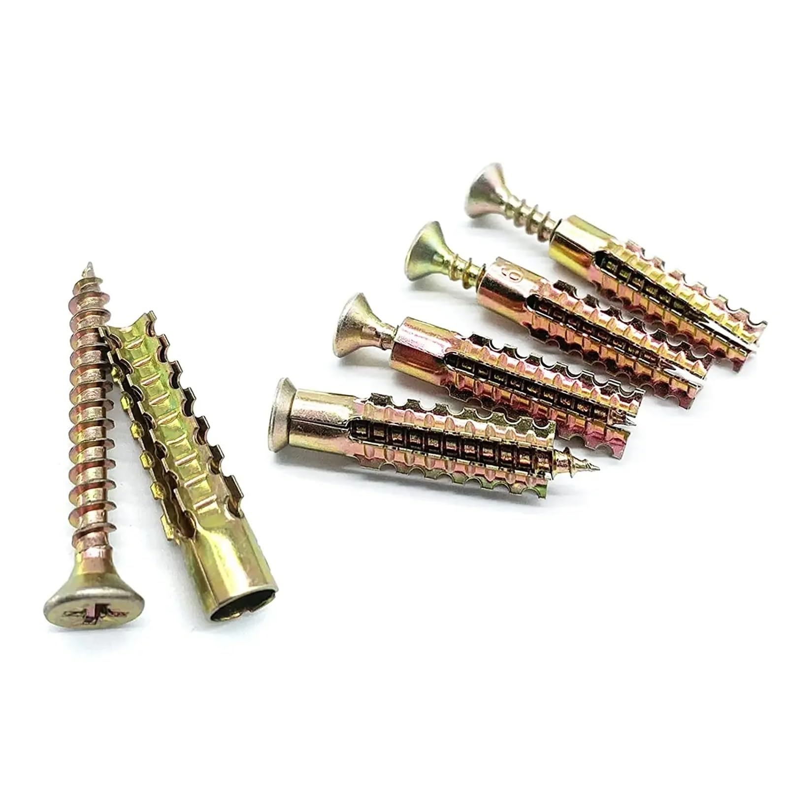 100sets Heavy Duty Steel Anchors with Screws Tree Shaped Steel Wall Anchor for Concrete(M6)