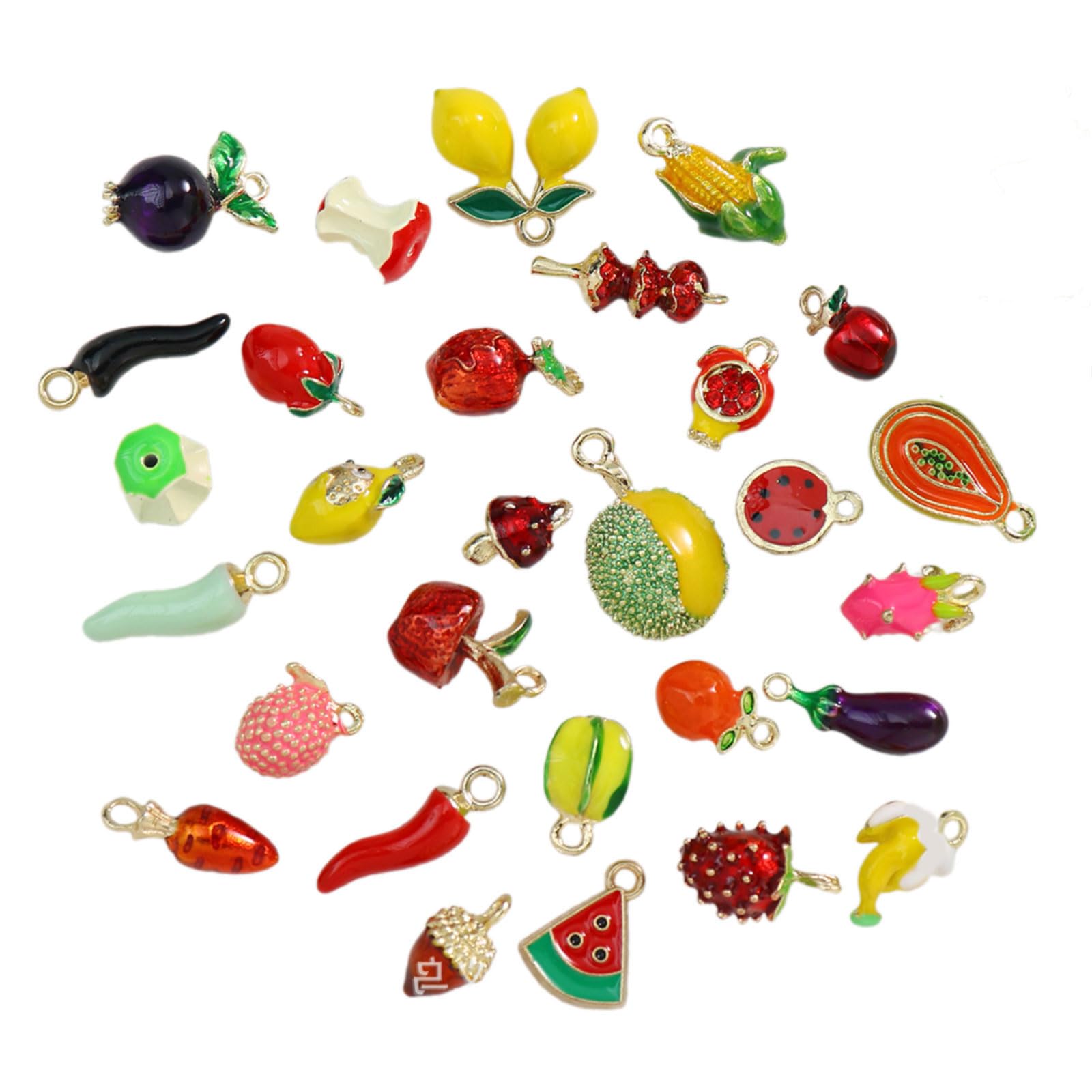 Tsophreniq Sturdy Alloy Fruit Charm for Jewelry Crafting with Enameled Coating and Easy Clasp Designs Alloy Fruit Charm with Hook Installation