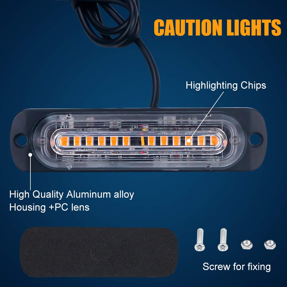 Biqing 8PCS 10 LED Luces Estroboscopicas,12V 24V Luz de Emergencia Luces de Advertencia Precaución Estroboscópico Parachoques Parrilla Cola Cola Luz de trabajo para Caravana Campista Moto Furgoneta