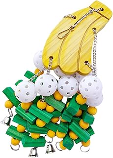 POPETPOP Brinquedos De Madeira 1Pc Corda Papagaio Brinquedo Banana Pássaros Brinquedos Papagaio Molar Brinquedo Corda De Mordida De Papagaio Gaiola Morder Brinquedos De Dentição De Metal