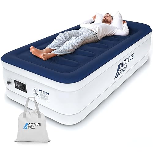Active Era Luxus Luftbett 1 Person, Luftmatratze selbstaufblasend mit eingebauter elektrischer Pumpe & integriertem Kissen, Aufblasbare Matratze für Camping & Gästebett - 99 x 191 x 53cm - Luftbett - Einzel