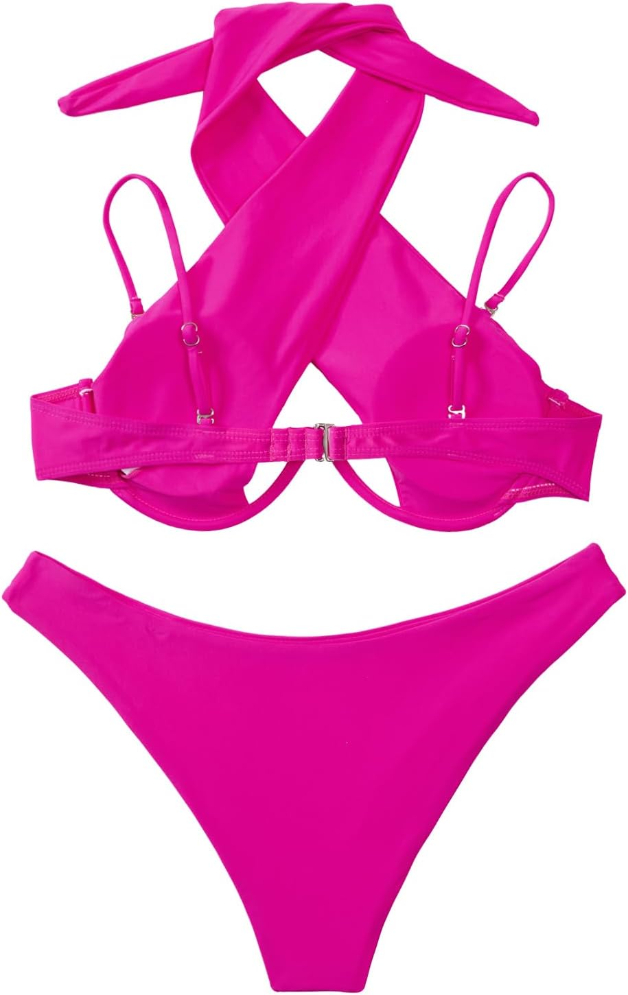 Lilosy Sexy Cute Underwire Cutout Halter Bikini Swimsuit Set Women Criss Cross Bathing Suit 2 Piece