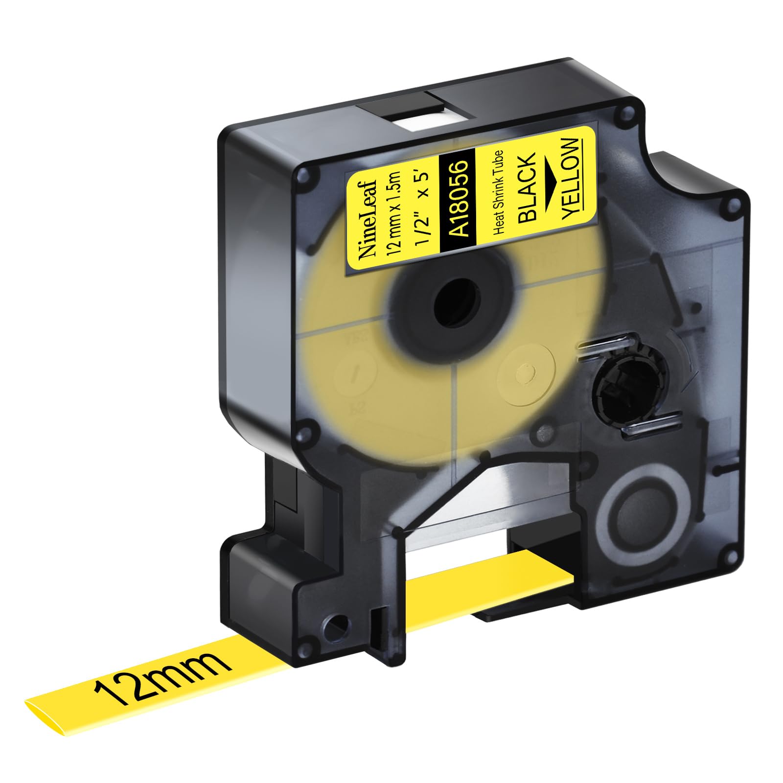 NineLeaf kompatibel für Dymo Rhino Industrie Schrumpfschlauch-Kabeletiketten 18056 S0718310 12mm x 1.5m Bänder Schwarz auf Gelb für Rhino 3000 4200 5000 5200 6000 3M PL150 Beschriftungsgerät, 30PK
