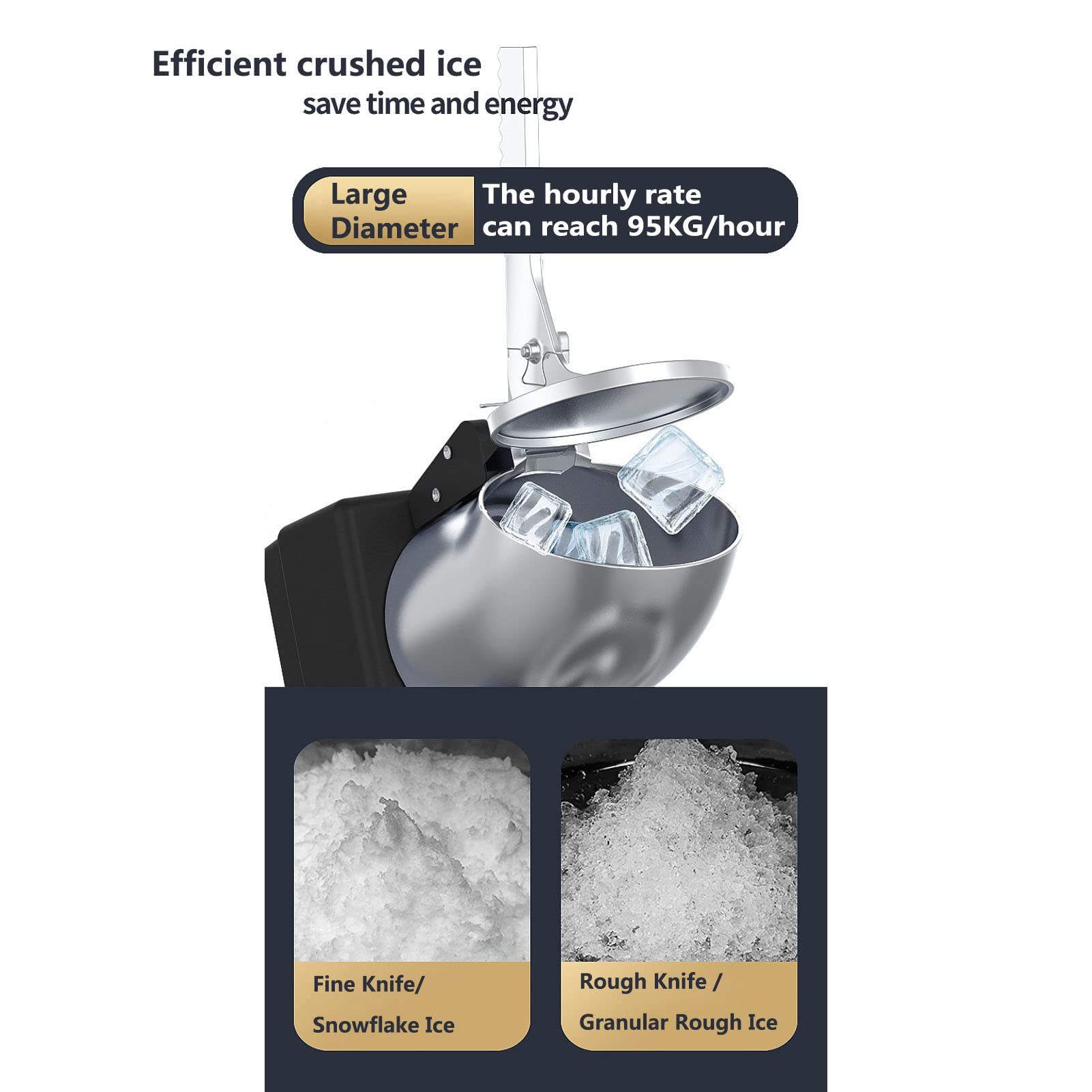 Trituradora de Hielo eléctrica, máquina de Afeitar, máquina de Hielo de Arena, máquina para Hacer Conos de Nieve, máquina para Romper Hielo de Alta Velocidad de Acero Inoxidable para el hogar y el c
