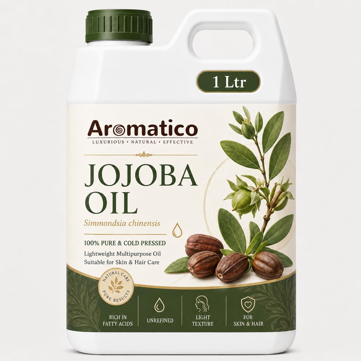 AROMATICO Jojoba Oil for Skin, Hair & Body 1 Litre | Cold Pressed, Professional Grade Bulk Refill Pack for Spa, Salon & DIY Use 1000ml-image-39